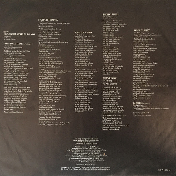 Tom Waits – Swordfishtrombones 1983-Rock Style: Blues Rock, Avantgarde, Acoustic ( Germany Import Vinyl )