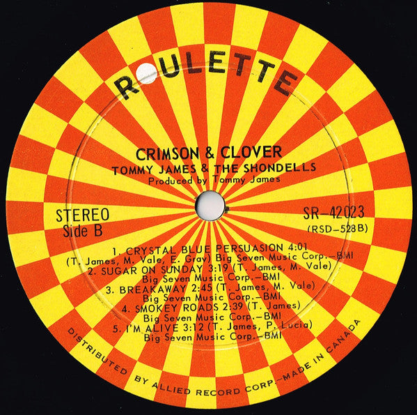 Tommy James & The Shondells – Crimson & Clover 1969-Rock, Pop Style: Pop Rock, Psychedelic Rock (Vinyl)
