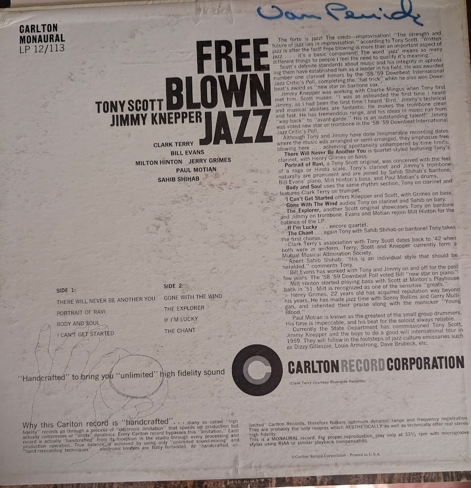 Tony Scott  Jimmy Knepper – Free Blown Jazz 1959 Genre: Jazz Style: Hard Bop ( rare vinyl)