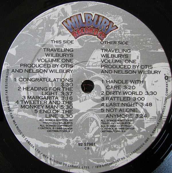Traveling Wilburys ‎– Volume One -1988-Folk Rock, Pop Rock, Classic Rock (Rare Vinyl) Mint Copy