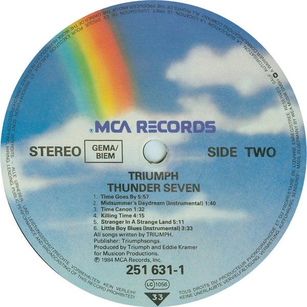 Triumph – Thunder Seven (1984, Europe Vinyl LP) — MCA 251 631-1