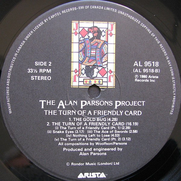 Alan Parsons Project - The Turn Of A Friendly Card -1980  Synth-pop, Symphonic Rock (vinyl)