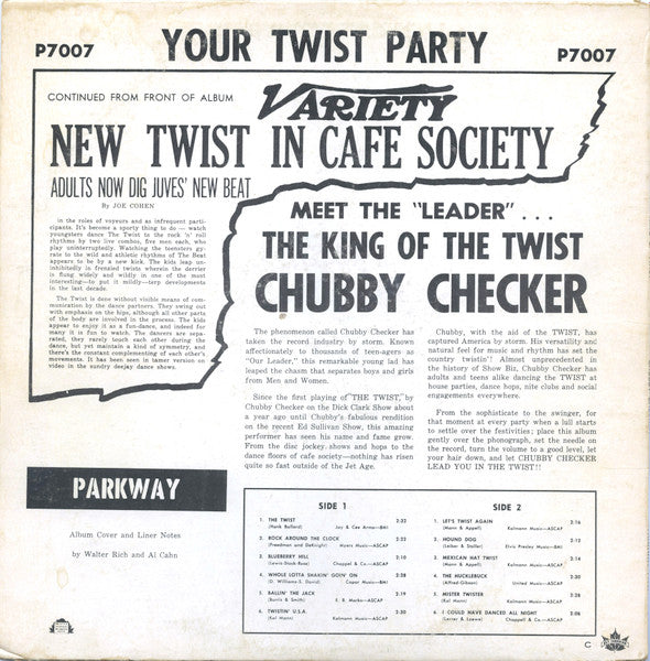 Twist With Chubby Checker  1961-Rock, Funk / Soul Style: Rock & Roll, Rhythm & Blues, Twist (vinyl)