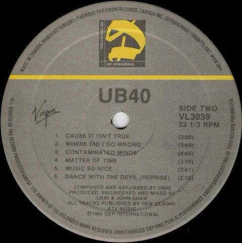 UB40 – UB40 – 1988 – Reggae / Pop (vinyl)