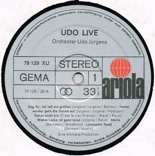 Udo Udo Live 2 LP Set - 1969-Chanson, Ballad, Schlager (Rare Vinyl)
