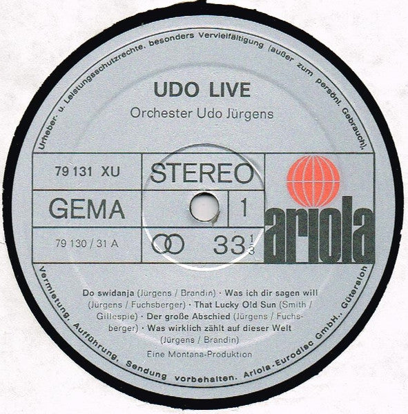 Udo Udo Live 2 LP Set - 1969-Chanson, Ballad, Schlager (Rare Vinyl)