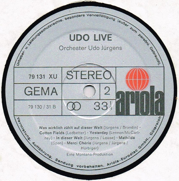 Udo Udo Live 2 LP Set - 1969-Chanson, Ballad, Schlager (Rare Vinyl)
