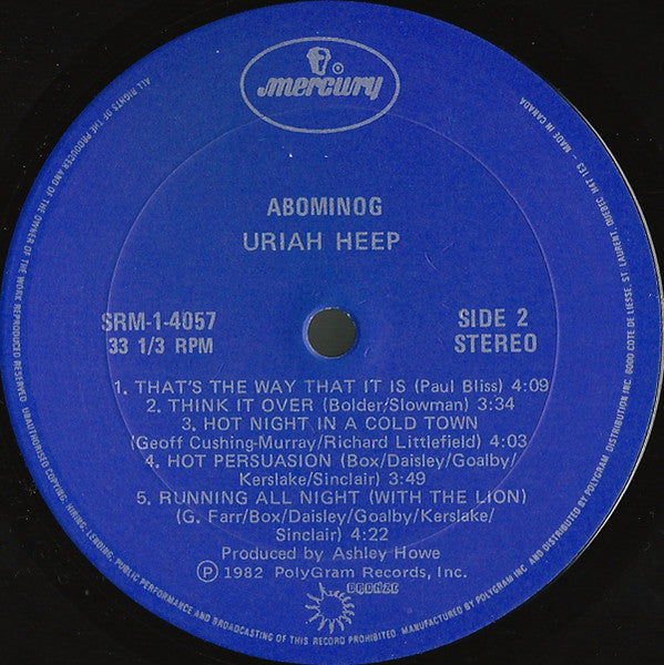 Uriah Heep – Abominog 1982 Genre: Rock Style: Hard Rock, Prog Rock (vinyl)