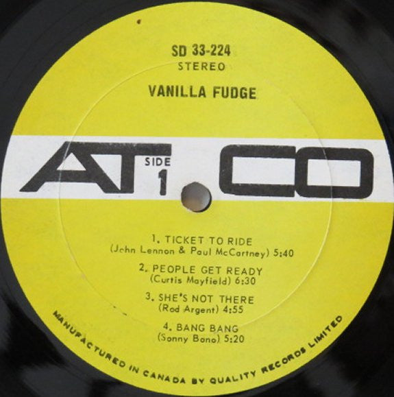 Vanilla Fudge ‎– Vanilla Fudge - 1967 - Psychedelic Rock (vinyl) Best Copy