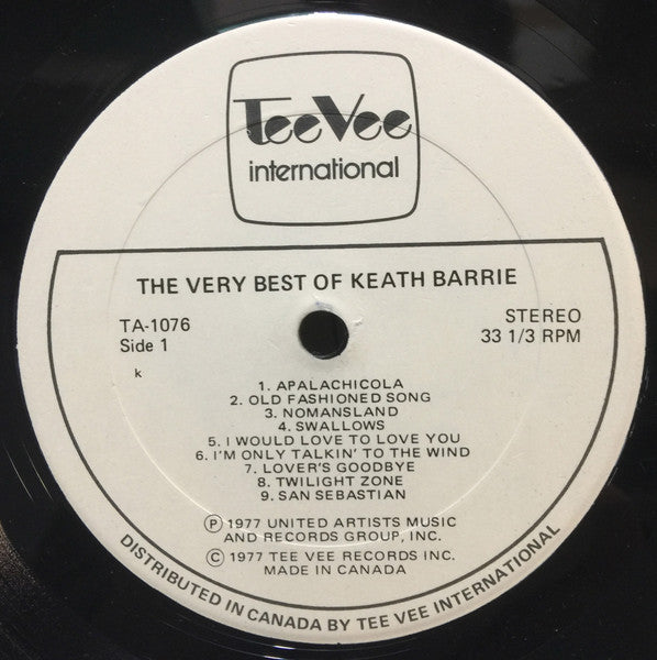 Keath Barrie – The Very Best of Keath Barrie – 1977 – Vocal / Easy Listening / Canadian Singer-Songwriter Mint Vinytl