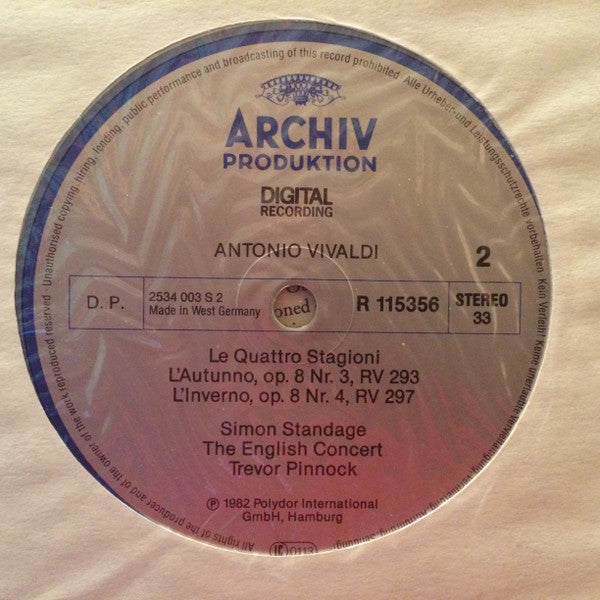 Vivaldi The English Concert, Simon Standage, Trevor Pinnock – The Four Seasons -Classical Style: Baroque 1982 (Vinyl)