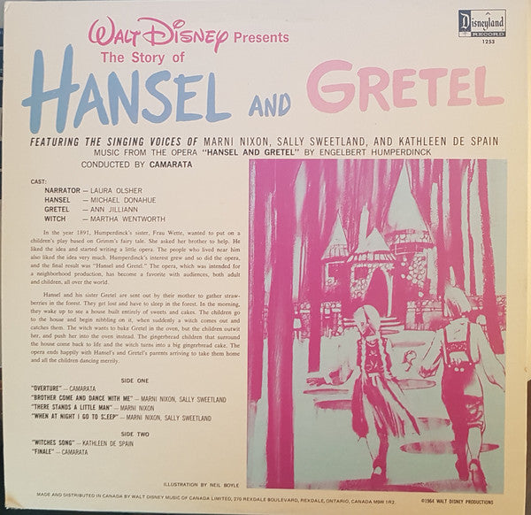 Walt Disney Presents The Story Of Hansel And Gretel - 1964-Non-Music, Children's, Stage & Screen Style: Story, Musical (Vinyl)