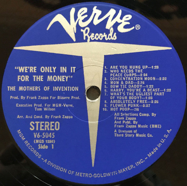 The Mothers Of Invention We're Only In It For The Money -1968-Electronic, Rock Style:	Modern Classical, Avantgarde, Experimental, Parody, Psychedelic Rock, Musique Concrète (Rare Vinyl)
