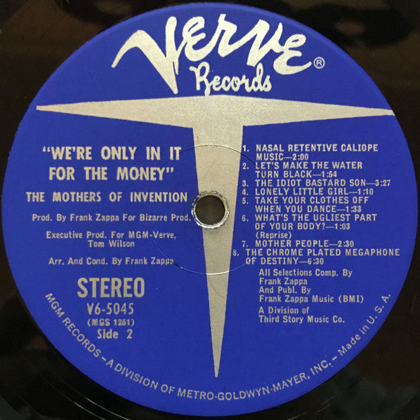 The Mothers Of Invention We're Only In It For The Money -1968-Electronic, Rock Style:	Modern Classical, Avantgarde, Experimental, Parody, Psychedelic Rock, Musique Concrète (Rare Vinyl)