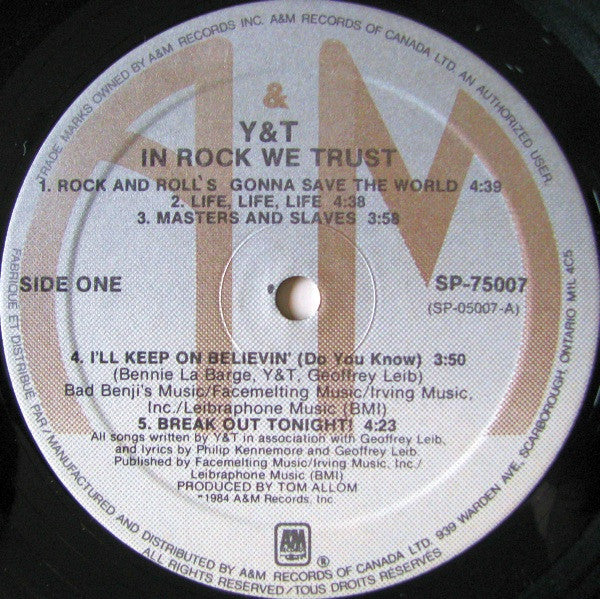 Y & T – In Rock We Trust. - 1984-Y & T – In Rock We Trust (Vinyl)