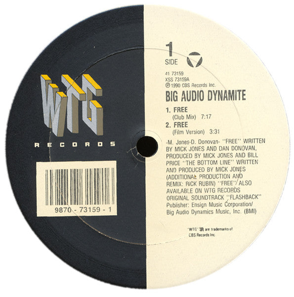 Big Audio Dynamite – Free – 1990 – Synth-pop / Euro House (vinyl lp)