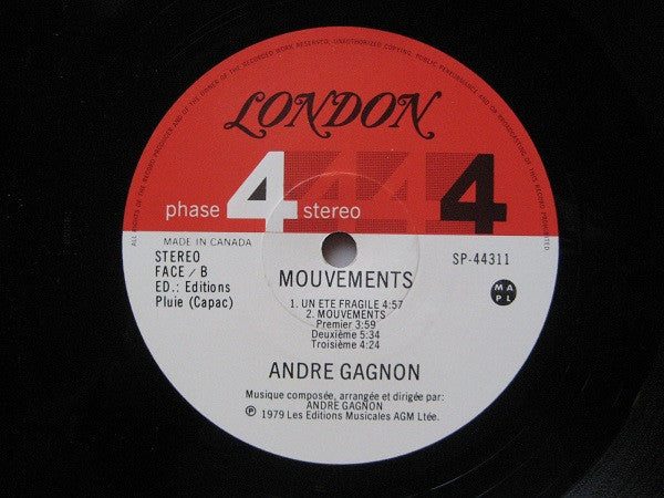 André Gagnon – Mouvements – 1979 – Classical / Instrumental / Québecois (Vinyl) Mint