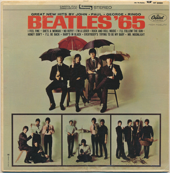 Beatles ,The '65 - Rainbow Label Capitol Lp T 2228 - Canada ( Clearance vinyl) marks plays well