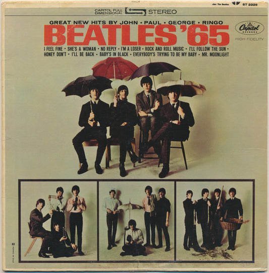 Beatles ,The '65 - Rainbow Label Capitol Lp T 2228 - Canada ( Clearance vinyl) marks plays well