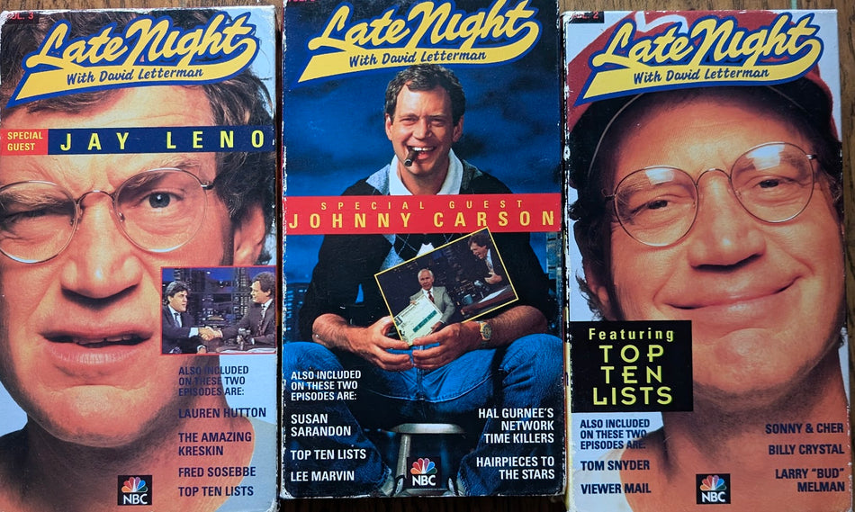 3 David Letterman Late Night Vhs Tape Set