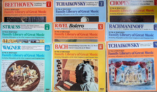 FUNK & Wagnalls - Family Library of Great Music - 9 Record Set (Classical ) & Binder Vinyl