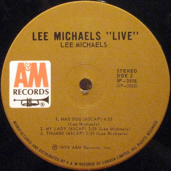 Lee Michaels – Live - 1973 	Rock Style: Classic Rock - 2 lps (Vinyl)