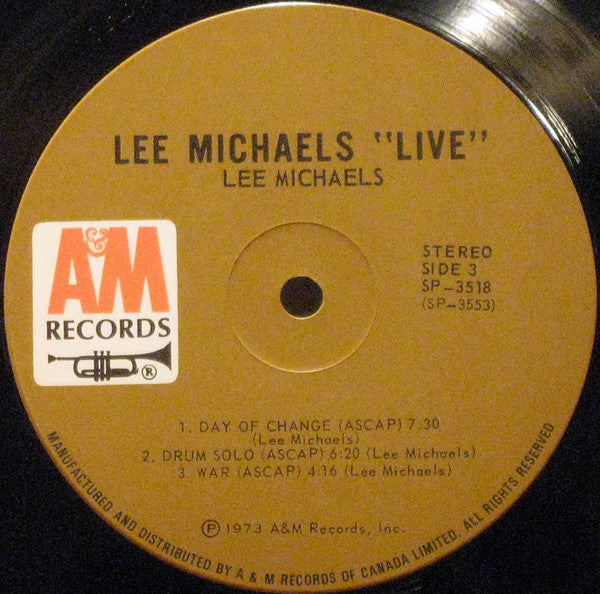 Lee Michaels – Live - 1973 	Rock Style: Classic Rock - 2 lps (Vinyl)