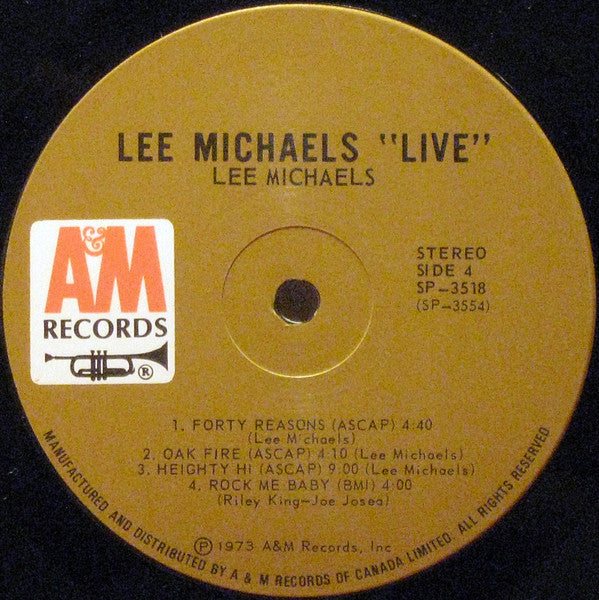 Lee Michaels – Live - 1973 	Rock Style: Classic Rock - 2 lps (Vinyl)