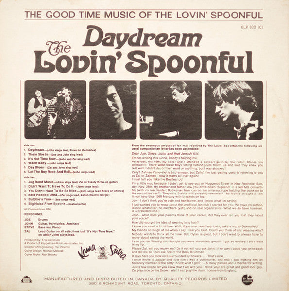 The Lovin' Spoonful – Daydream 1966 Genre: Rock, Pop Style: Pop Rock (vinyl)