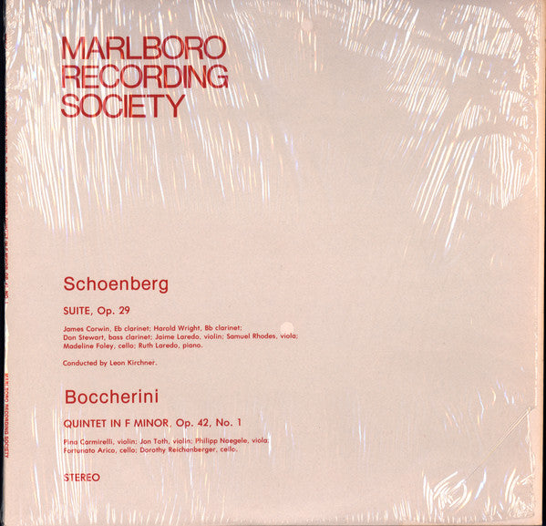 Leon Kirchner – Schoenburg Op. 29 Boccherini Op. 42 no. 1- C;lassical Sealed Vinyl