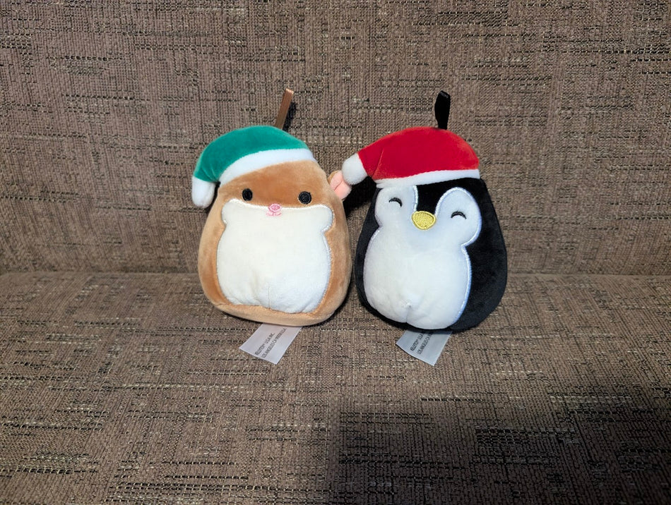 2 CHRISTMAS Squishmallows Mini - 4 Inch Soft Mini Plush in great shape