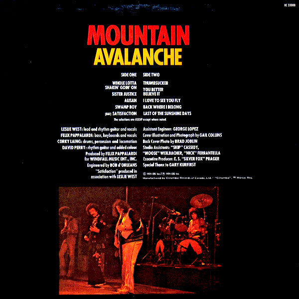 Mountain – Avalanche -1974- Blues Rock, Hard Rock, Classic Rock (Vinyl)