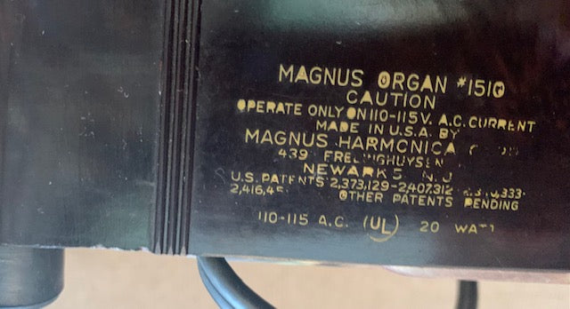 MAGNUS Mini Tabletop Bakelite Electric Organ #1510 Works! NICE! 1940's-50's