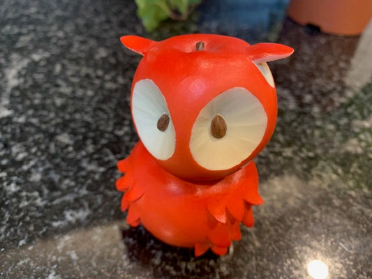 Enesco Home Grown Vegetable Collectible “Orange Red Apple Owl” Figurine 3.5"H 2008