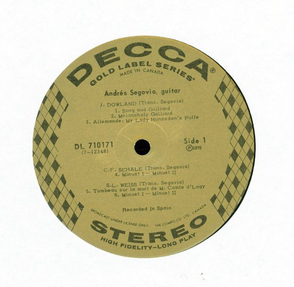 Andrés Segovia – Castles Of Spain - 1970 Classical Guitar (Vinyl)