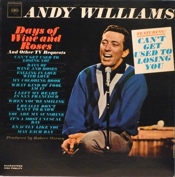 Andy Williams ‎– Days Of Wine And Roses -1963- Pop easy Listening (vinyl)