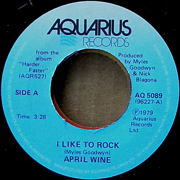 April Wine ‎– I Like To Rock / Babes In Arms- 1979- Classic Rock - Vinyl, 7", 45 RPM, Single