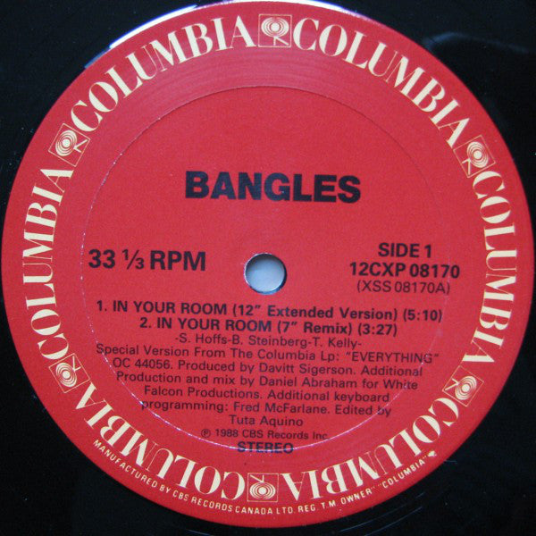 Bangles ‎– In Your Room-1988 - Pop Rock  -Vinyl, 12", 33 ⅓ RPM