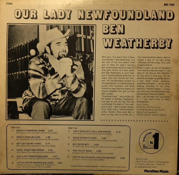 Ben Weatherby ‎– Our Lady Newfoundland -1974- Folk, Maritime, Newfoundland (vinyl)