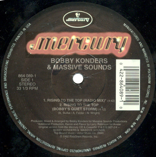 Bobby Konders & Massive Sounds ‎– Rising To The Top -1992- Hip Hop, Reggae, Dancehall (12 " vinyl)