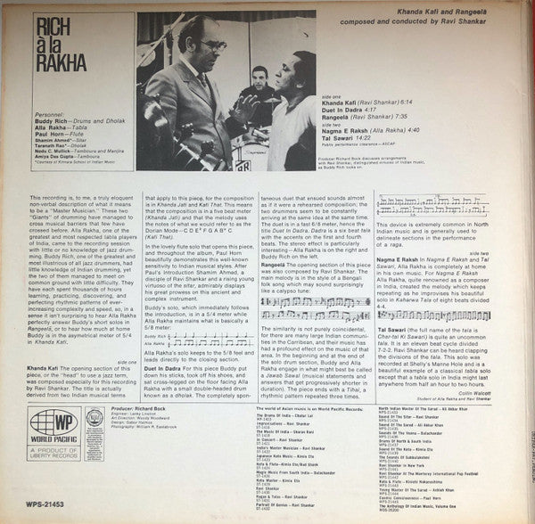 Buddy Rich And Alla Rakha – Rich À La Rakha - 1968-Folk, World, & Country (Rare Vinyl)