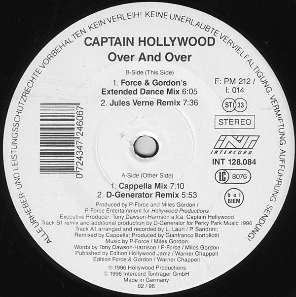 Captain Hollywood ‎– Over And Over - Trance, Euro House - 1996 (vinyl)