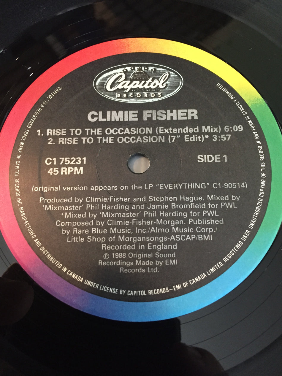 Climie Fisher ‎– Rise To The Occasion -1988 - Electronic Hip Hop-Vinyl, 12", 45 RPM