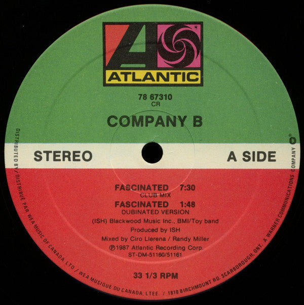 Company B ‎– Fascinated -1987- Electronic Freestyle- Vinyl, 12
