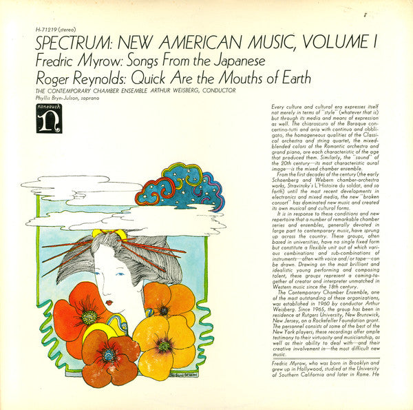 Fredric Myrow* / Roger Reynolds - Contemporary Chamber Ensemble, Arthur Weisberg, Phyllis Bryn-Julson ‎– Spectrum: New American Music, Volume I -(Vinyl)