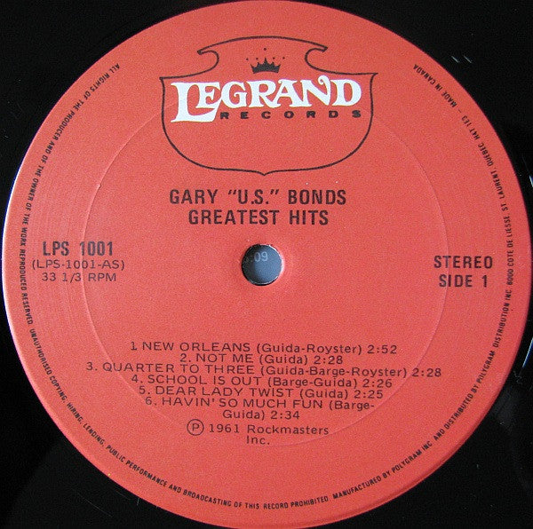 Gary "U.S." Bonds* – Greatest Hits - 1981- Rock & Roll (vinyl)