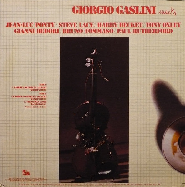 Giorgio Gaslini Meets Jean-Luc Ponty / Steve Lacy / Harry Becket / Tony Oxley / Gianni Bedori / Bruno Tommaso / Paul Rutherford - Free Jazz, 1976 (Vinyl)