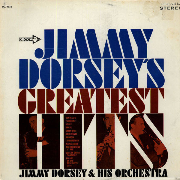Jimmy Dorsey And His Orchestra ‎– Jimmy Dorsey's Greatest Hits-1967 -  Big Band, Swing (vinyl)