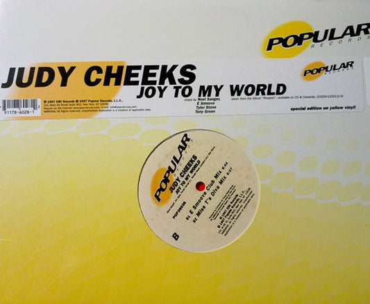 Judy Cheeks ‎– Joy To My World -1997-Electronic,  Progressive House, House  ( Vinyl, 12", 33 ⅓ RPM, Orange, Translucent  )