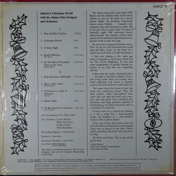 Juliette With The Jimmy Dale Swingers Juliette's Christmas World - 1968-Folk, World, & Country ,Christmas (Vinyl)
